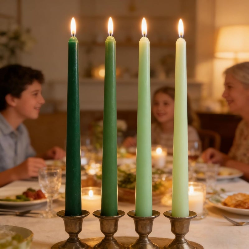 Sihuida 12-Pack Gradient Green Taper Candles, 10 Inch Unscented Dripless Candlesticks, Long-Lastin8g Burn Time of 7-8 Hours, Perfect for Home Décor Spring St. Patrick's Day and Events - Image 5